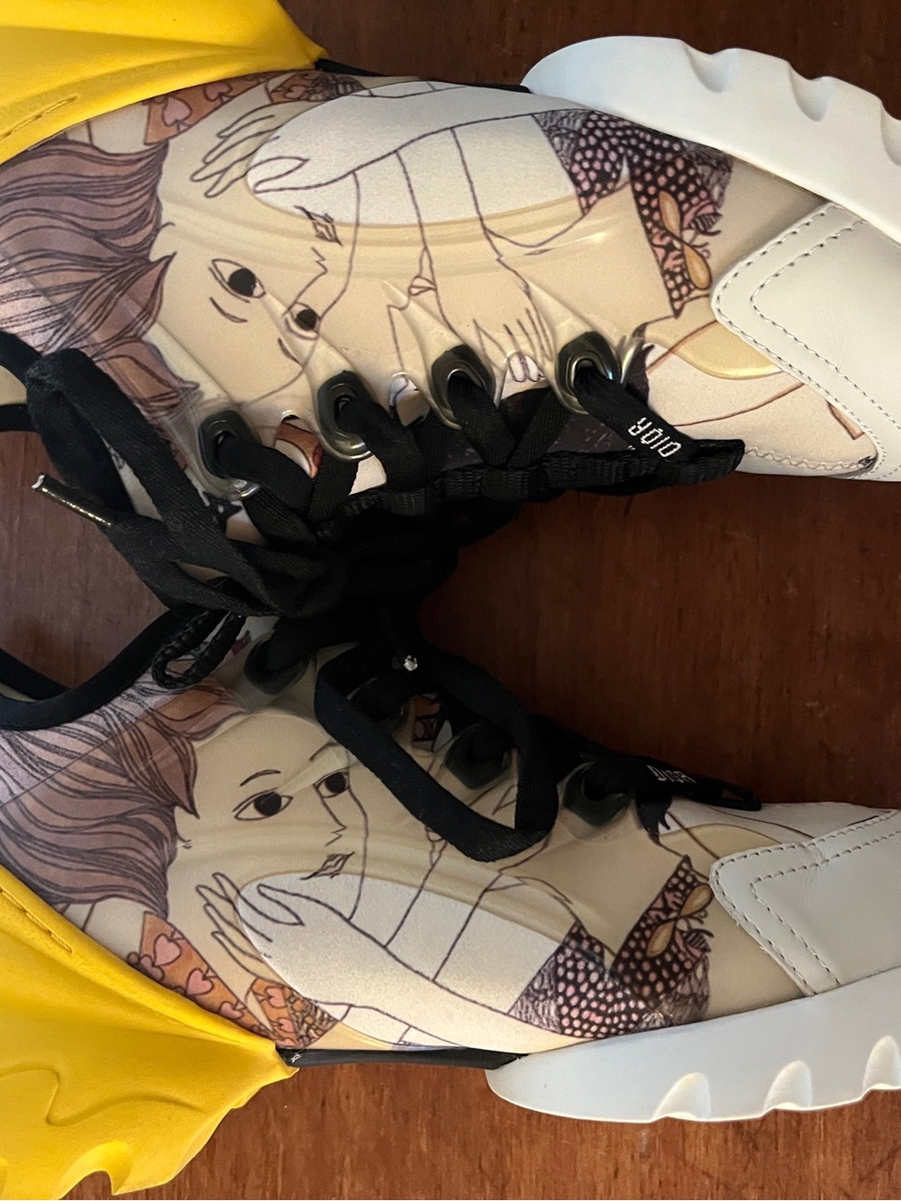 Dior d Connect Cream and Black Sneakers with Yellow Accent - Picture 6 of 11